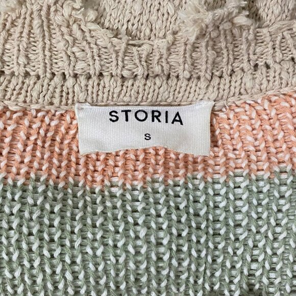 Storia Distressed Boho Sweater S Bloomcore Hippie Grunge Retro Flowers Beachy - Picture 6 of 7